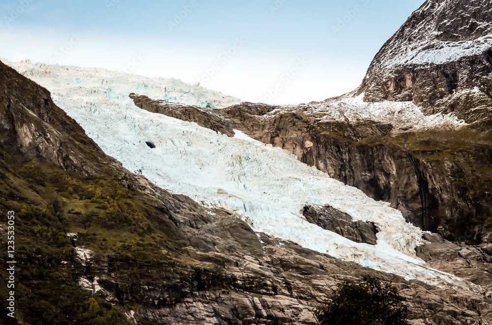 glacier in norwegian mountains