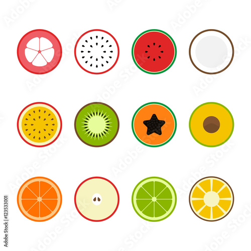 Fruit icon set flat design vector illustration