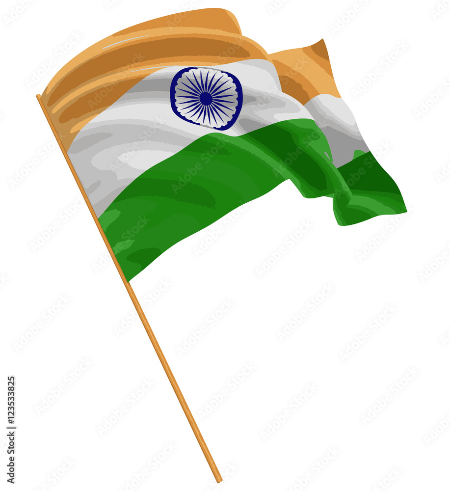 3D Indian flag with fabric surface texture. White background. Image with  clipping path Stock Vector | Adobe Stock