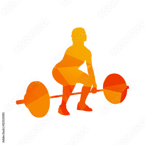 Weightlifting woman abstract polygonal vector silhouette