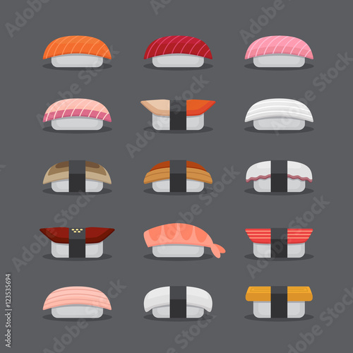 Sushi nigiri set, flat style