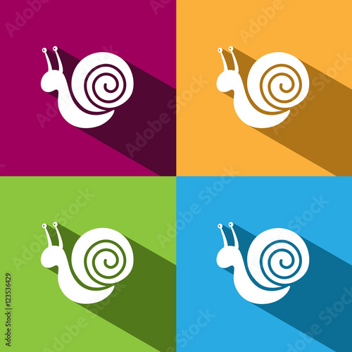 Icono de un caracol sobre fondos de colores