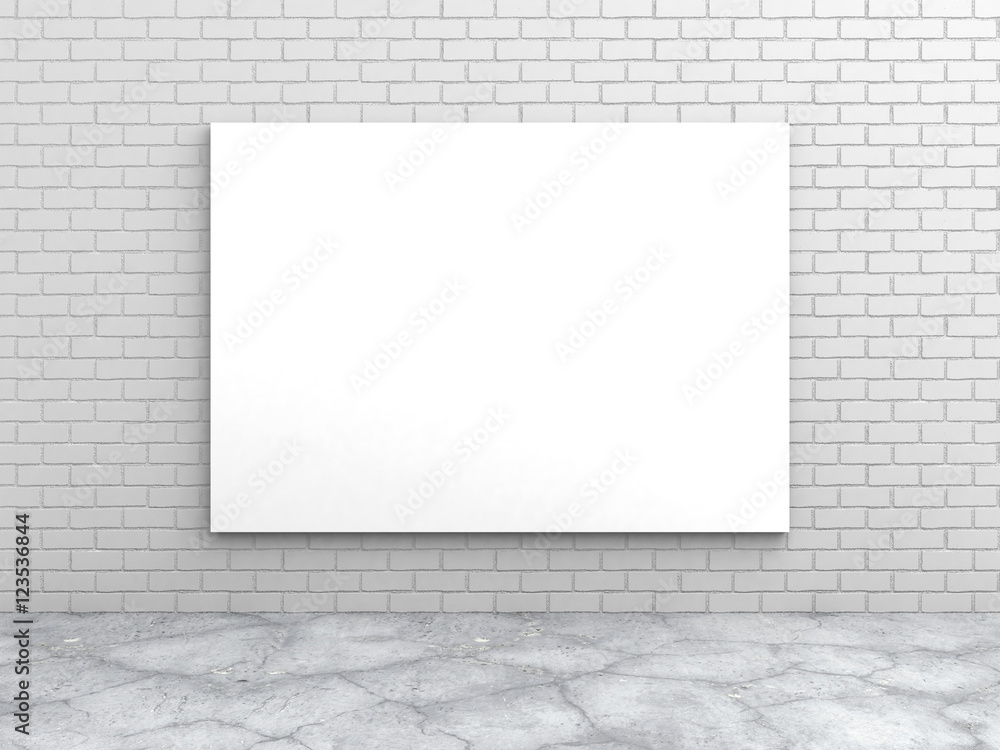 White blank poster on brick wall White blank poster on brick wall