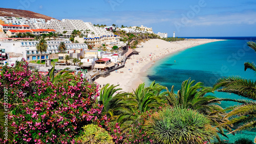 View on the beach Playa de Morro Jable. Fuerteventura, Spain. photo