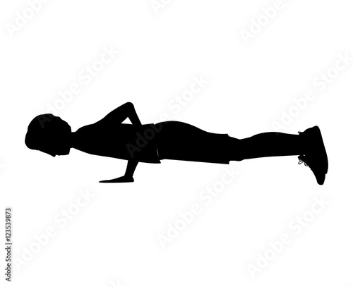 silhouette with man push ups initial pose vector illustration