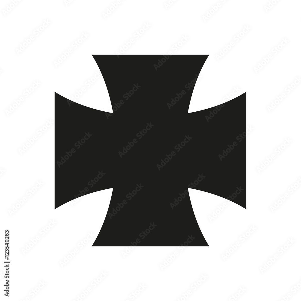 Iron Cross Icon black silhouette. Ancient Christian sign. Vector