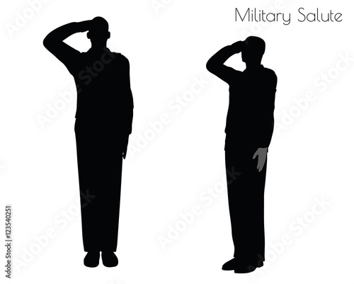 man in salute pose on white background