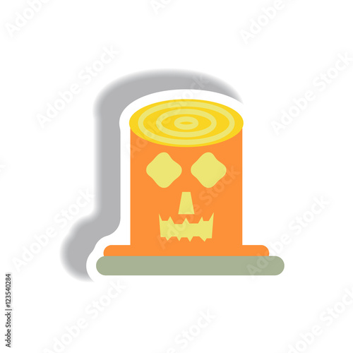 Vector illustration paper sticker Halloween icon Spooky tree trunk stump