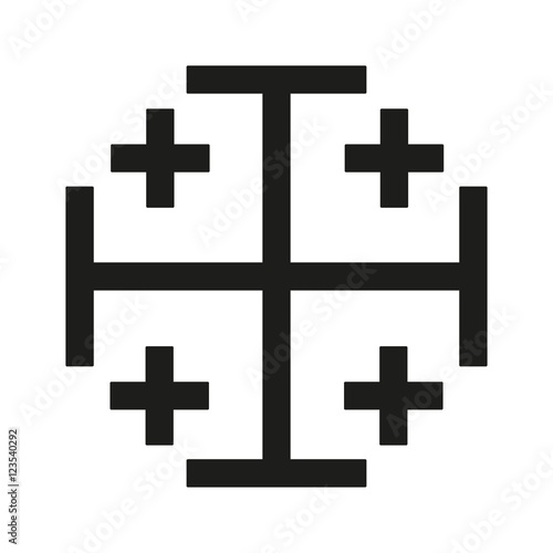 Jerusalem Cross Icon black silhouette. Ancient Christian sign. Vector illustration.