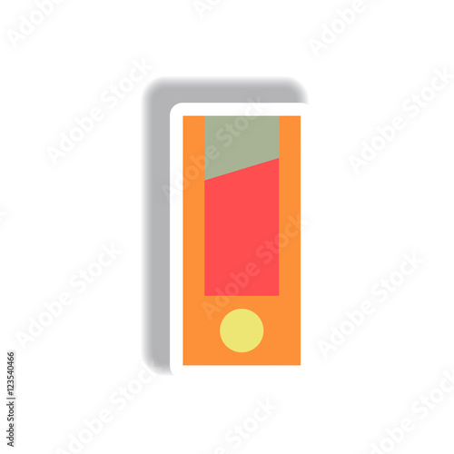 Vector illustration paper sticker Halloween icon Guillotine