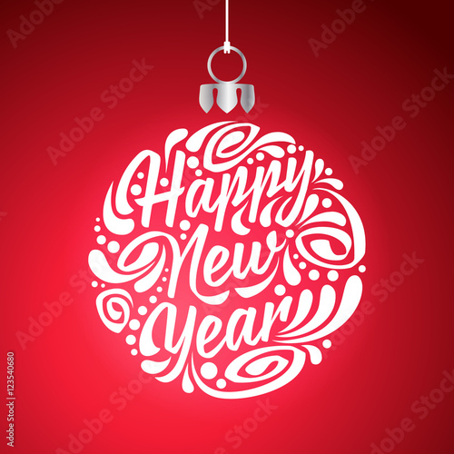 Holidays greeting card with a calligraphic lettering. Happy New Year