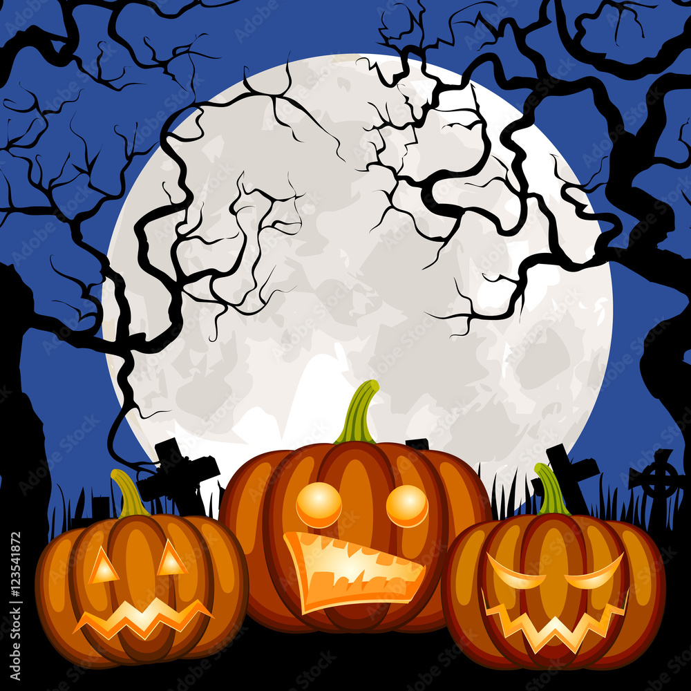 Fototapeta premium cemetery and pumpkin