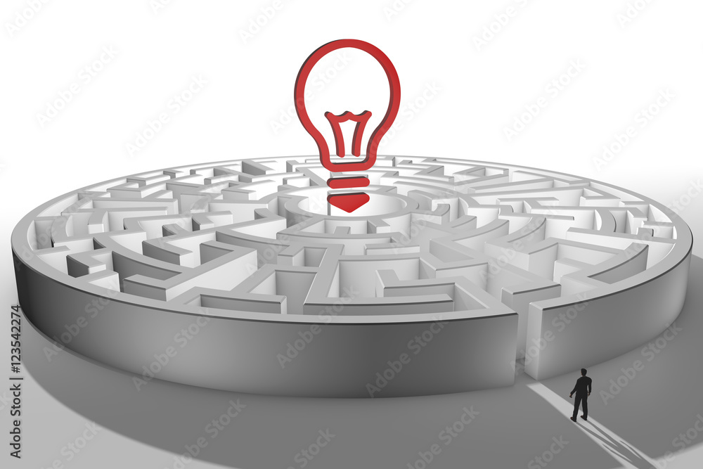 Maze with icon and businessman Maze with icon and businessman