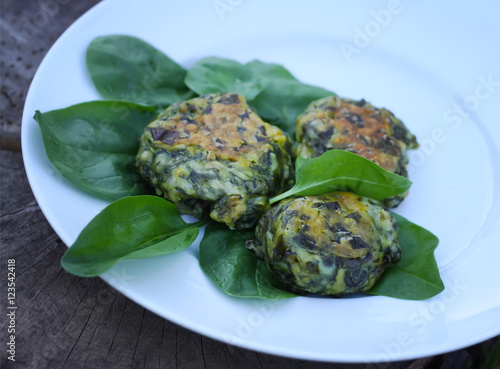 Spinach pancakes on a plate