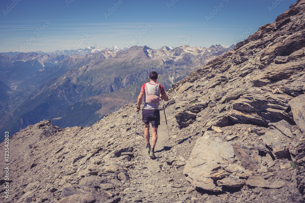 Trail running on mountains