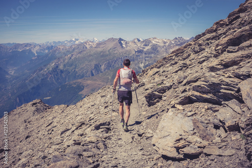 Trail running on mountains