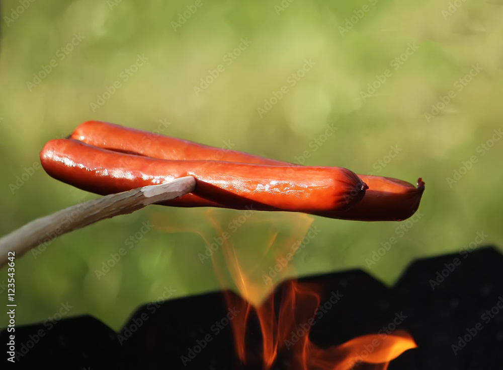 Grilled sausages outdoors Grilled sausages outdoors