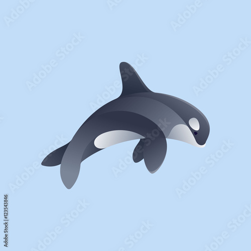 Orca whale vector character.