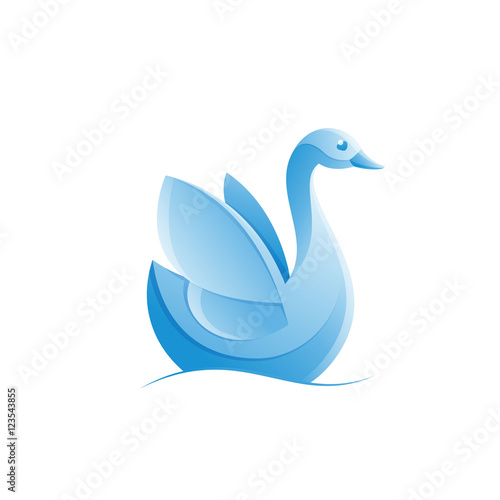 Goose  swan  bird logo vector character.