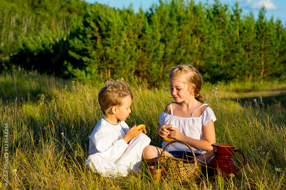 brother and sister on picnic brother and sister on picnic