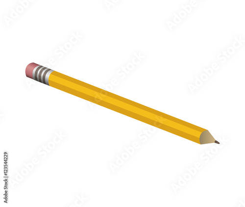 office pencil with eraser lying down vector illustration