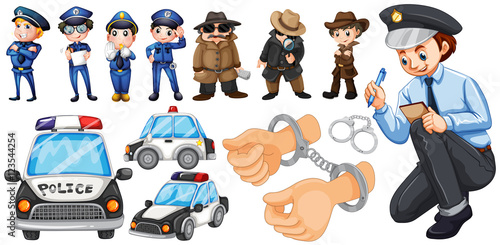 Police officers and police car set