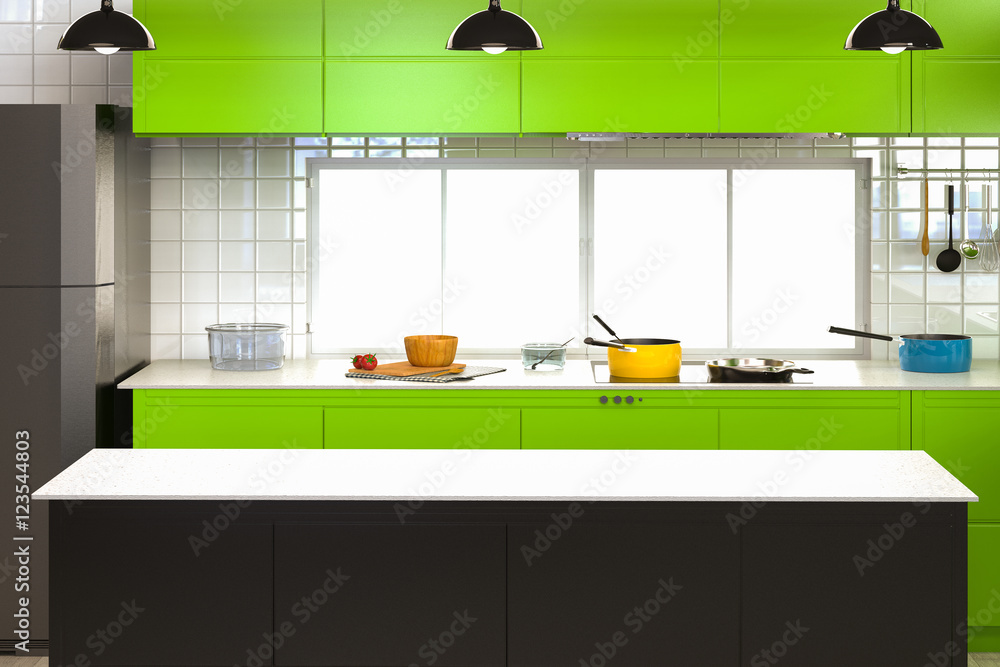 Fototapeta kitchen interior with empty counter