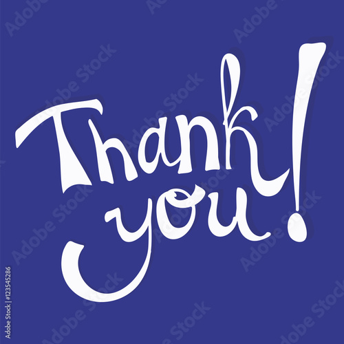 Thank you on a blue background.
