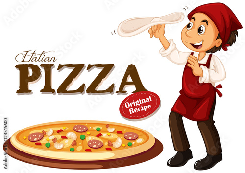 Chef making italian pizza