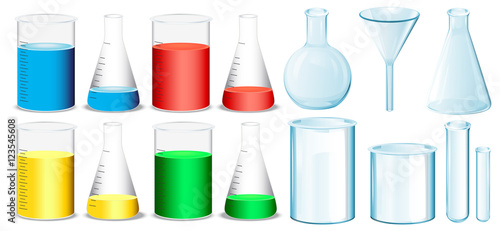 Science equipment with beakers and tubes