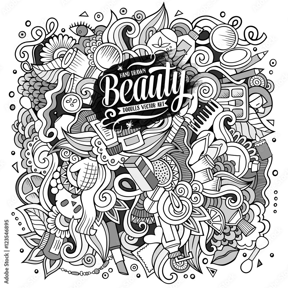 Cartoon doodles cosmetics frame design Cartoon doodles cosmetics frame design