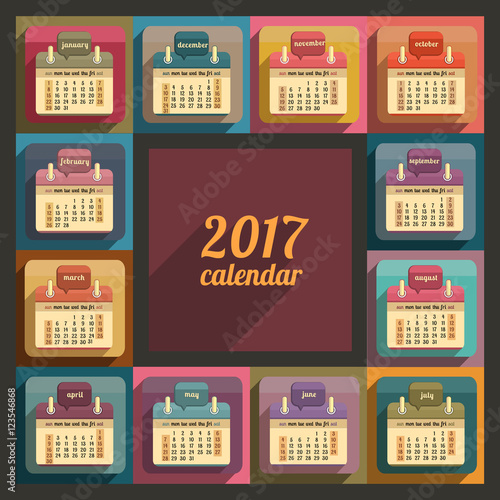 Flat calendar 2017 year design