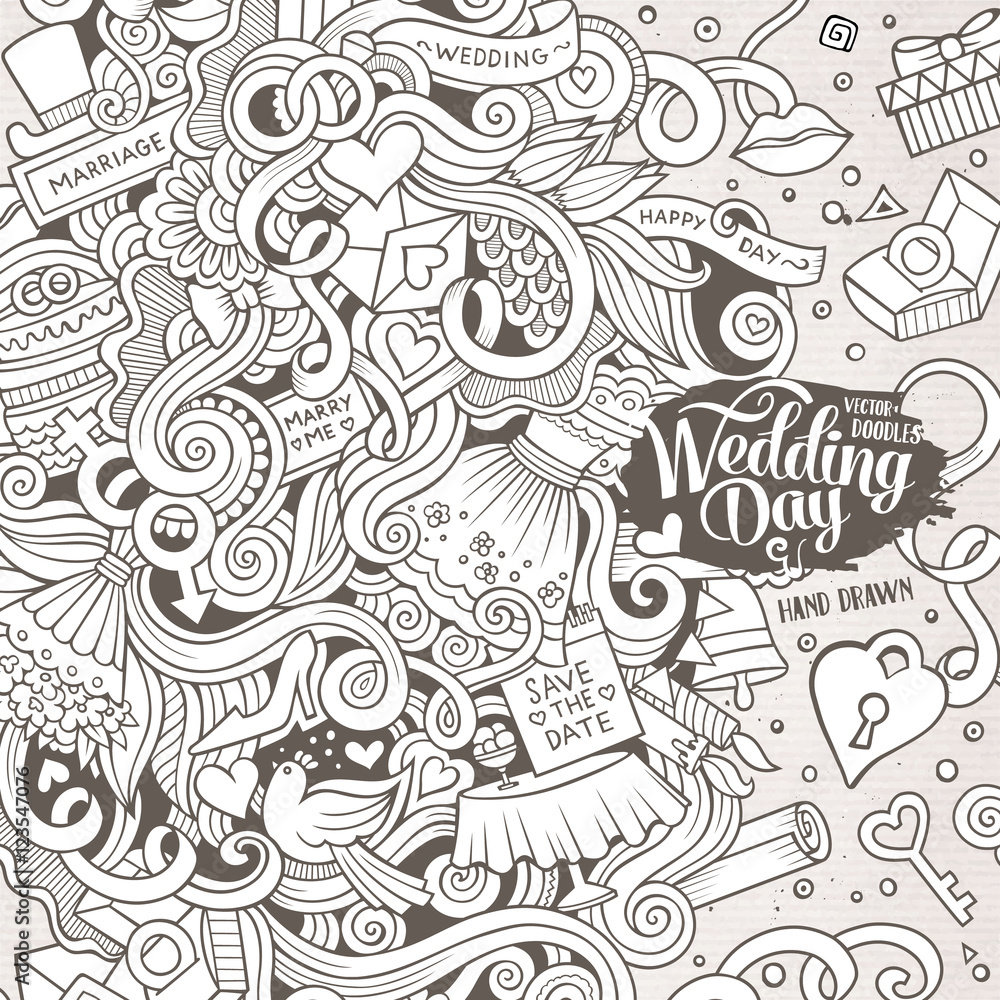 Cartoon cute doodles wedding frame Cartoon cute doodles wedding frame