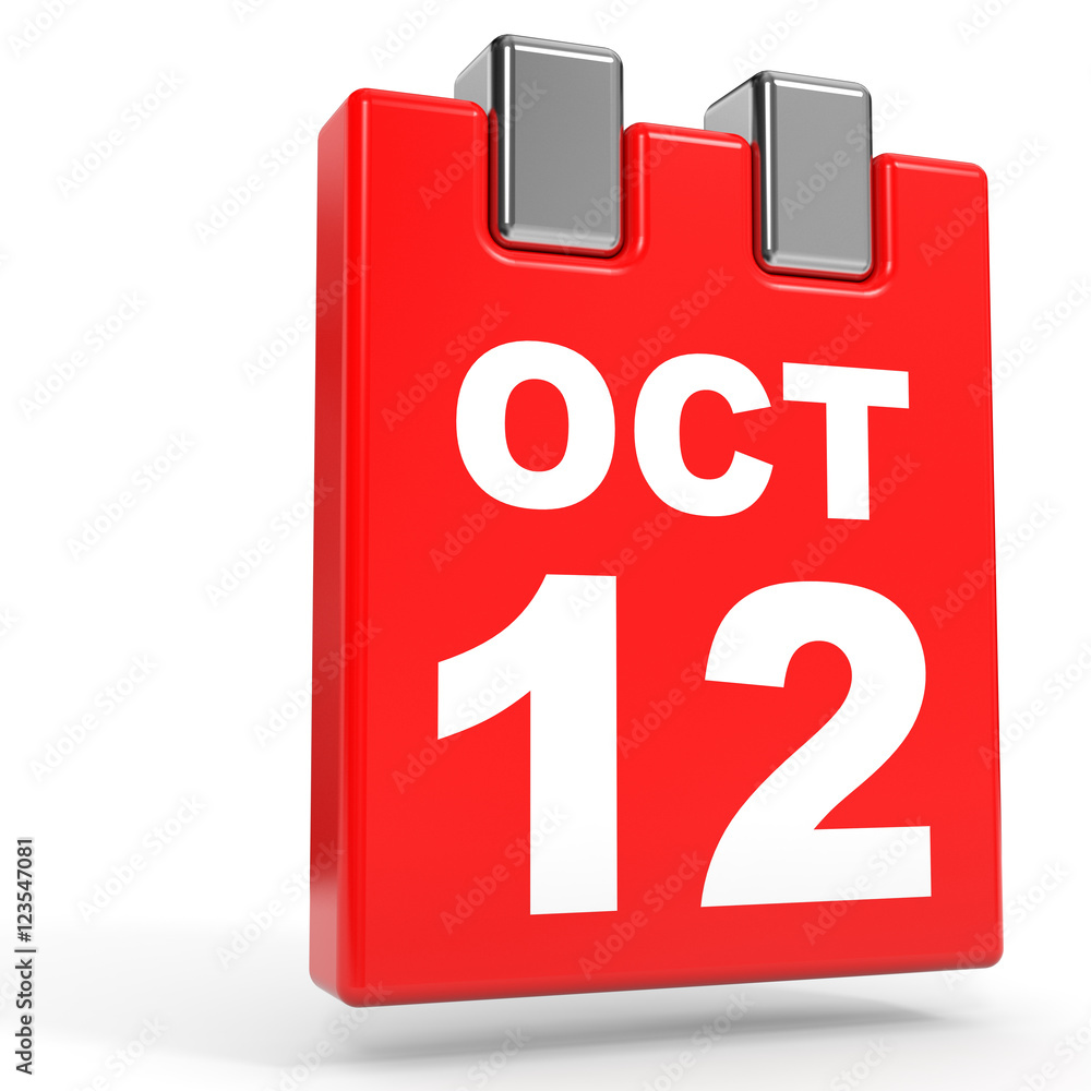 October 12. Calendar on white background. October 12. Calendar on white background.