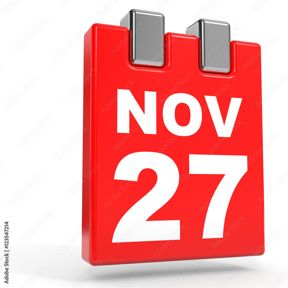 November 27. Calendar on white background. November 27. Calendar on white background.