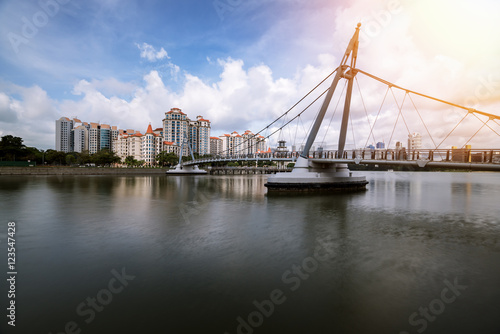 Singapore Tanjong Rhu Suspension Bridge at day.
