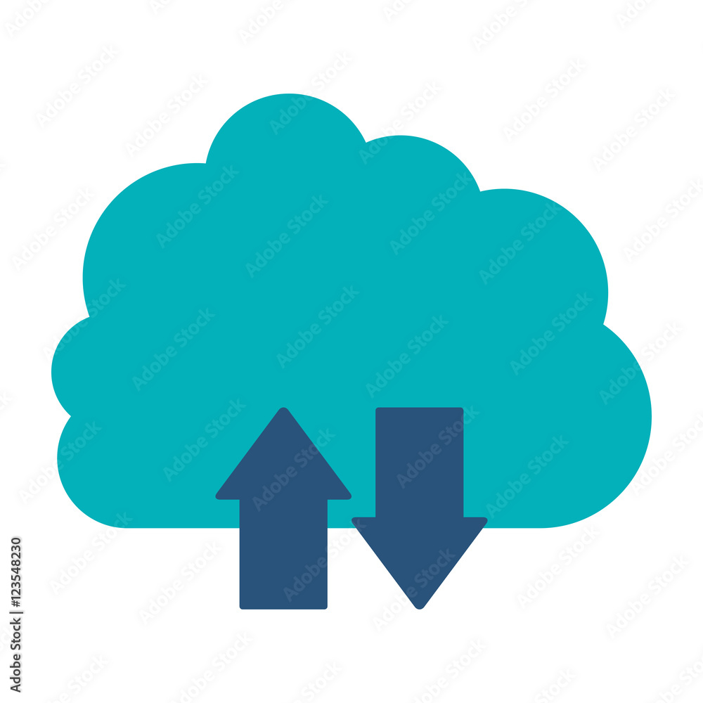 blue cloud with arrows in opposite direction vector illustration blue cloud with arrows in opposite direction vector illustration
