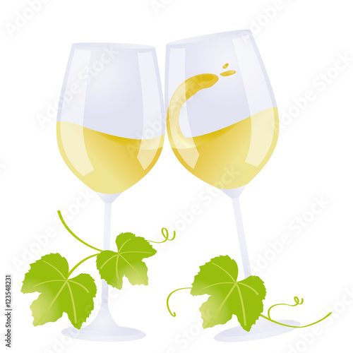 2 verres de vin blanc qui trinquent Stock Vector | Adobe Stock