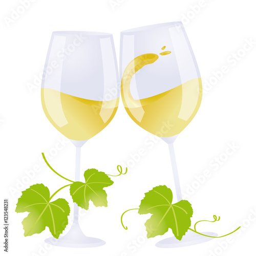 2 verres de vin blanc qui trinquent