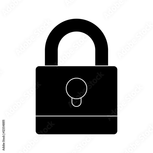 silhouette padlock with black body and shackle vector illustration