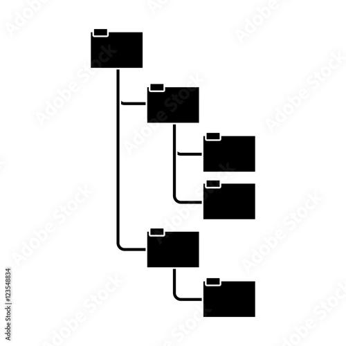silhouette folders organized in hierarchy vector illustration