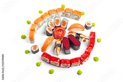 sushi set on white background