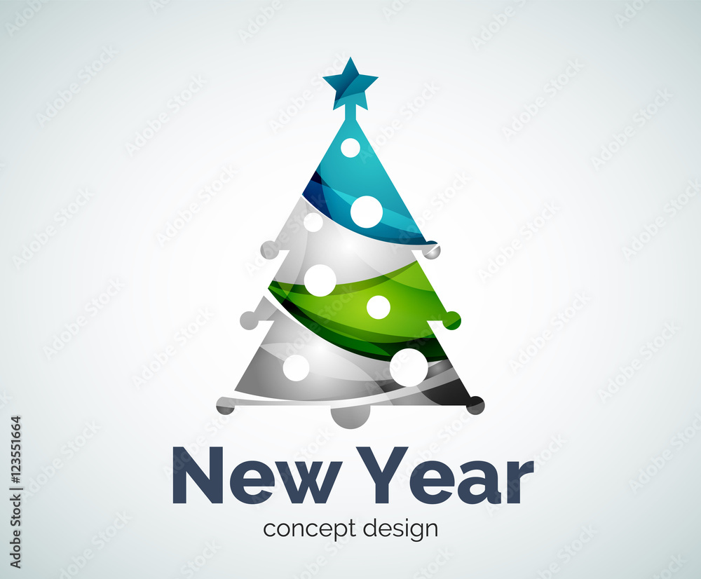 Vector Christmas or New Year tree logo template Vector Christmas or New Year tree logo template