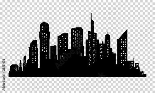 City skyline in grey colors. Buildings silhouette cityscape. Big streets. minimalistic style. Vector illustration