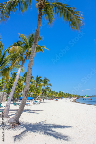 The fine white sand of Smathers Beach, Key West, Florida. Smathers Beach is Key West's longest beach and is located on the Atlantic Ocean side. Popular tourist destination. © bennymarty