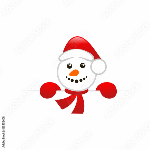 Cartoon Snowman Holding Banner