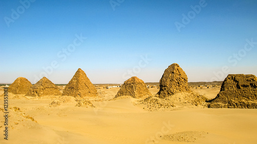 Nuri pyramids in desert in Napata Karima region , Sudan photo