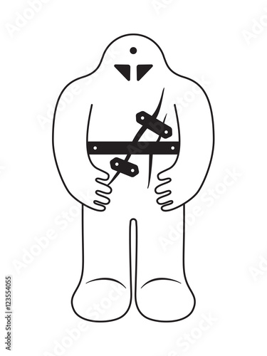 Jewish Golem. Medieval city legend from Prague. Giant clay monster. Vector illustration