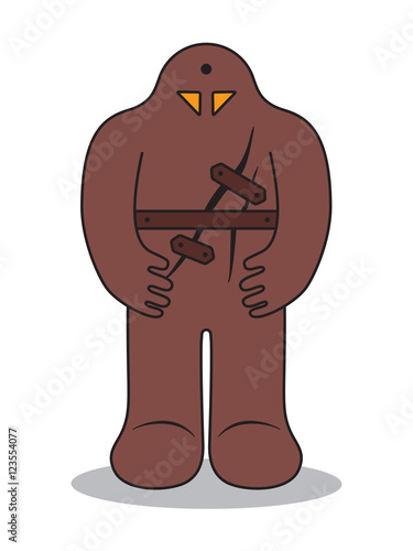 Jewish Golem. Medieval city legend from Prague. Giant clay monster. Vector illustration