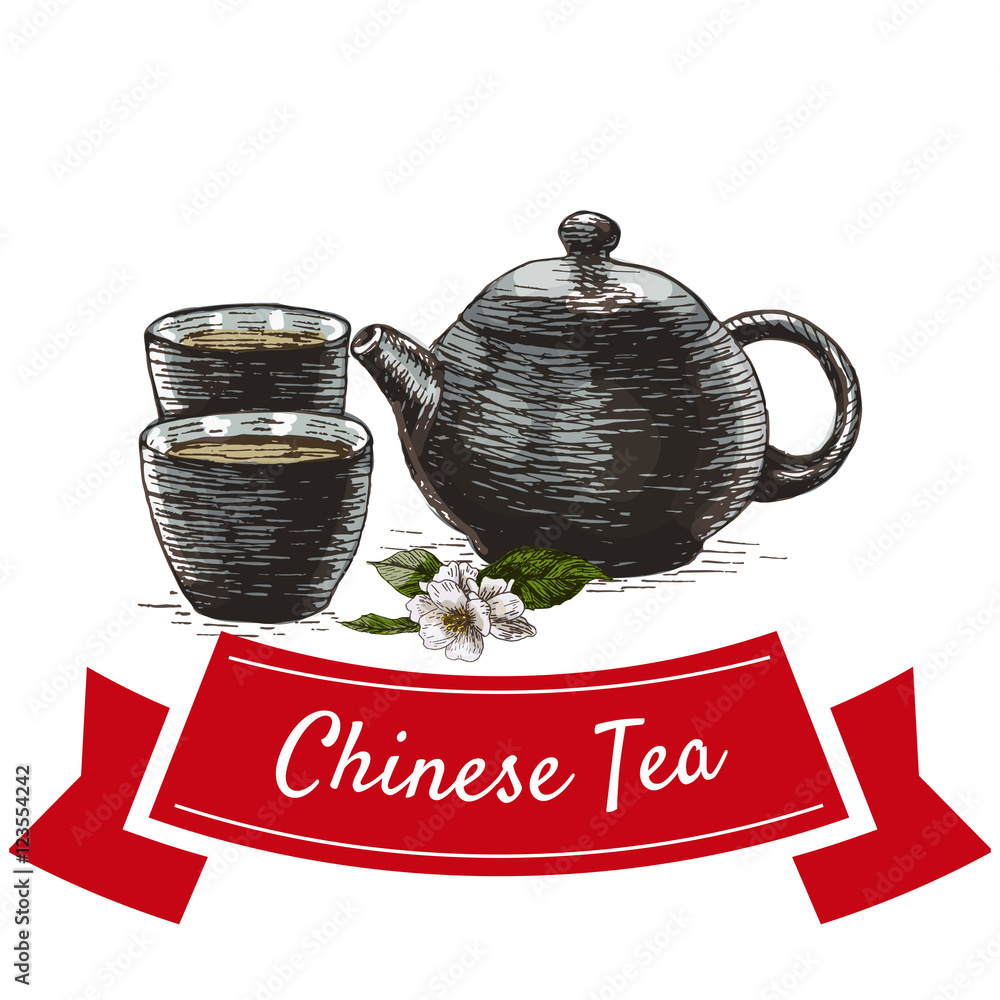 Chinese tea colorful illustration. Stock Vector | Adobe Stock